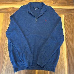 Men's Ralph Lauren XXL Pima Cotton Blue Quarter Zip  Sweater